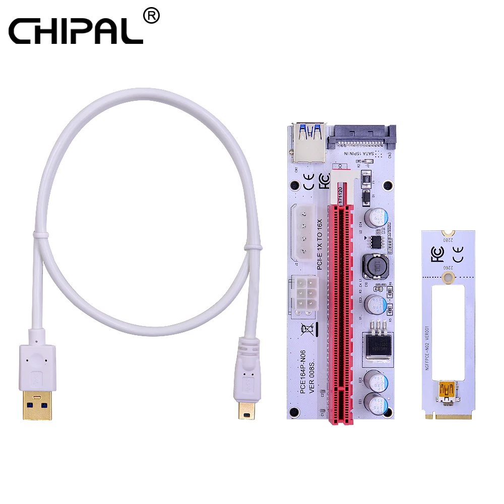 CHIPAL 100 шт. 60 см VER008S M.2 NGFF M ключ к USB 3 0 PCI E Riser Card Интерфейс с SATA 6Pin 4Pin Molex Мощность для
