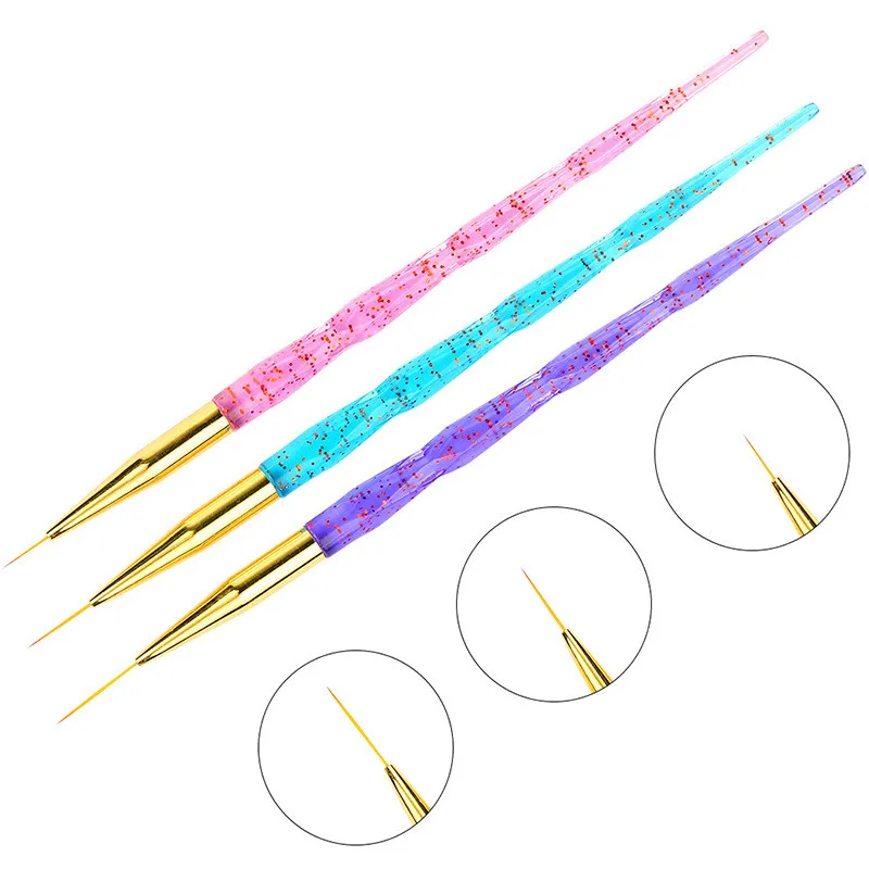 

3pcs New Acrylic Sequin Dot Pull Pen Nail Dotting Tools Set Painting Drawing Liner Pens Tool Manicure Kit Nail Art Accessories