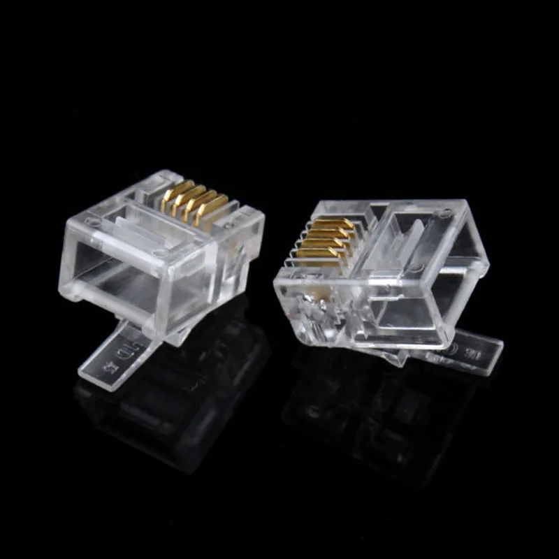 100x прочный 4 Pin RJ11 RJ-11 6P4C модульный разъем Телефон Разъем Горячее предложение E#8805