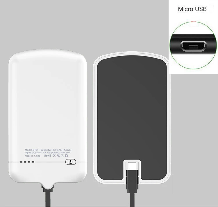 Micro-White 4000 мА/ч, Мощность задняя крышка чехол для samsung Galaxy A10 A20 A30 A40 A50 A60 A70 A80 A90 M10 M20 M30 S10 Универсальный Батарея Зарядное устройство Чехол - Цвет: Micro-White