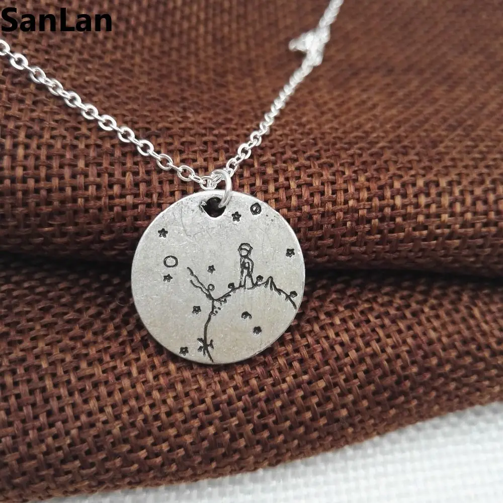 10 шт. Новое поступление одинокое ожерелье Маленького принца под луной со звездой