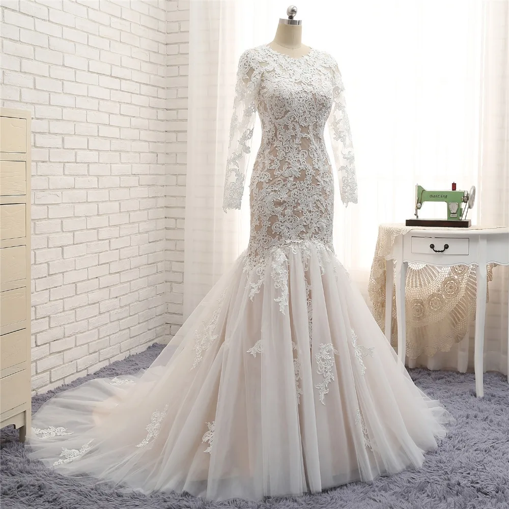Кружевное платье Русалочка с длинным рукавом 2018|bridal gown|lace bridal gownslace mermaid wedding |