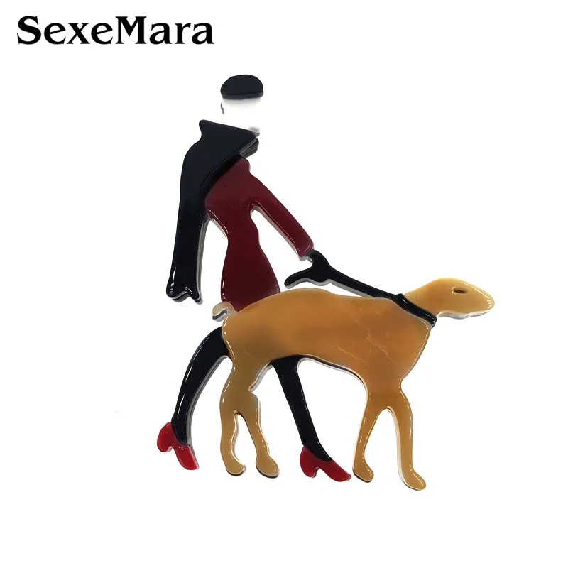 SexeMara, модная акриловая брошь, женская и собачья персонажа, булавки и броши для женщин, значки, дизайн, уксусная кислота, фигурка, брошь