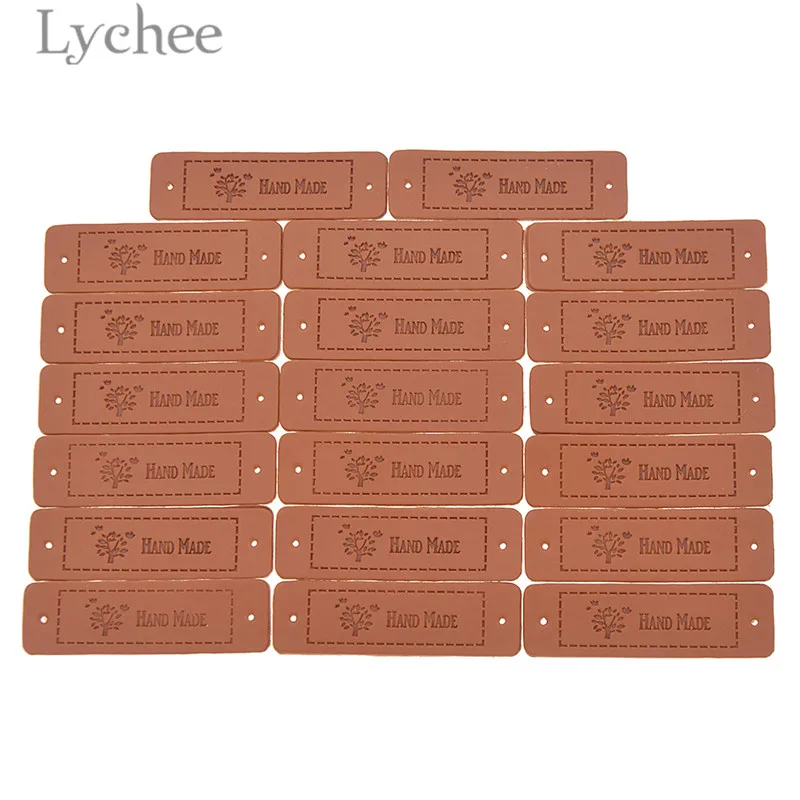 20 шт. ярлыки из искусственной кожи ручной работы с тиснением DIY Швейные
