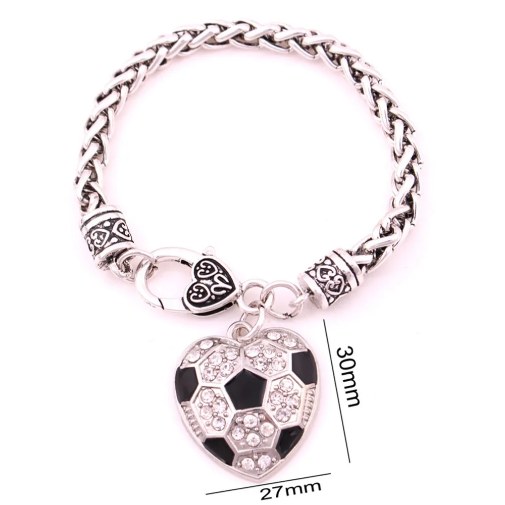 Унисекс очаровательный браслет футбольный узор кулон в виде сердца ювелирное