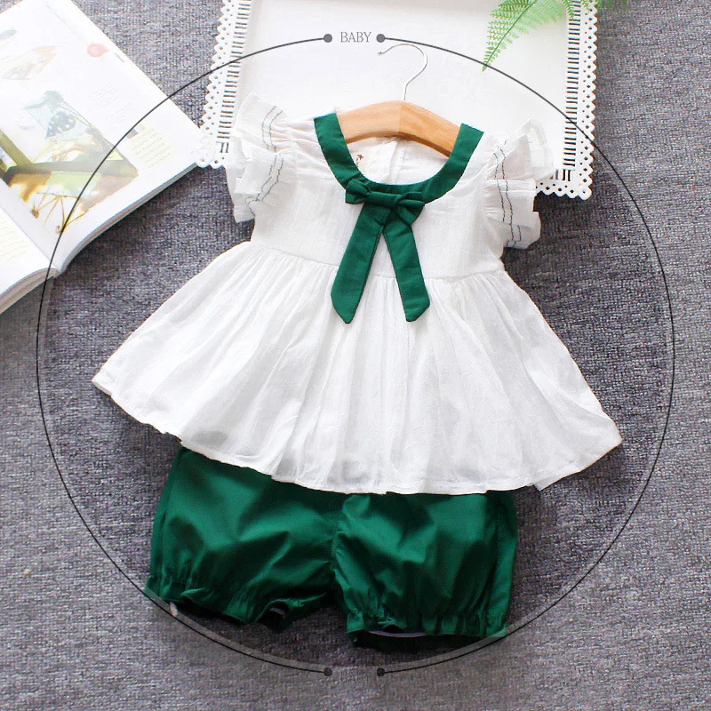 Новинка 2019 года комплект летней одежды для маленьких девочек футболка с