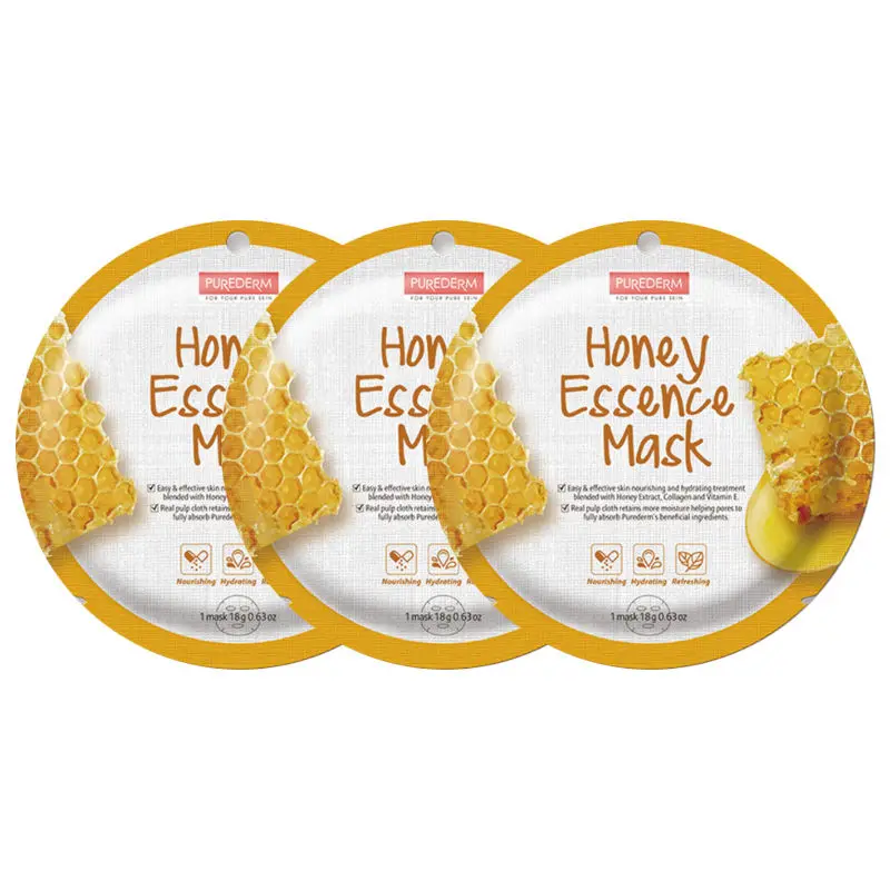 Honey 3pcs PUREDERM круглая маска, 3 шт., уход за кожей, растительная маска для лица, увлажняющая маска для удаления черных точек с масляным контролем, корейская косметика - Цвет: Honey 3pcs