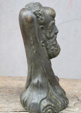 huij 008915 6&quotSino ancient Bronze Withered bark Bodhidharma Da Mo head Master Of Zen Statue |