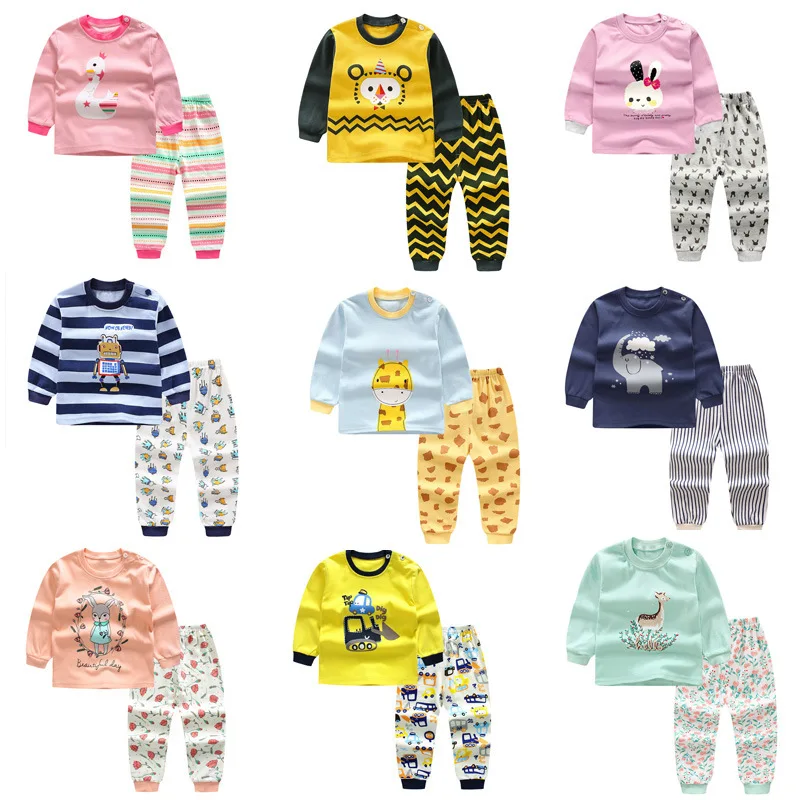 

Autumn Baby Clothing Sets For Girls Boys Cotton Long Sleeve Top+Pants Kid Children Baby Girl Boy Clothes Underwear Pajamas DS19