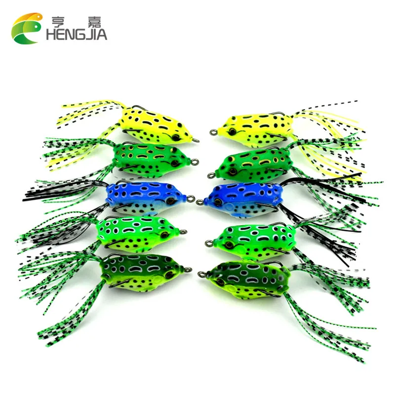 

HENGJIA 1 шт. мягкая трубчатая приманка Япония пластиковые рыболовные приманки Приманка лягушка Крючки Тройные Topwater Рэй лягушка 5,5 см 8G искусст...