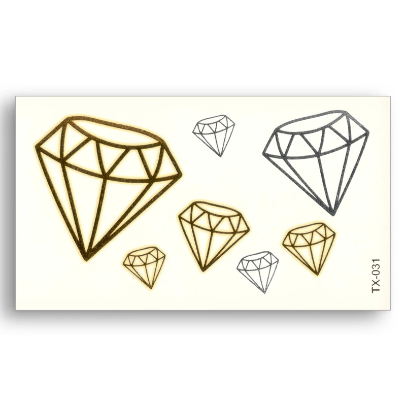 Временные фальшивые татуировки металлик золотого и серебряного цвета