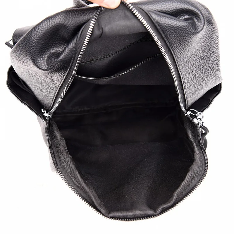 Женские кожаные рюкзаки, черный Mochilas, женский рюкзак, винтажный рюкзак, школьный рюкзак, одноцветные женские рюкзаки известного бренда для девочек