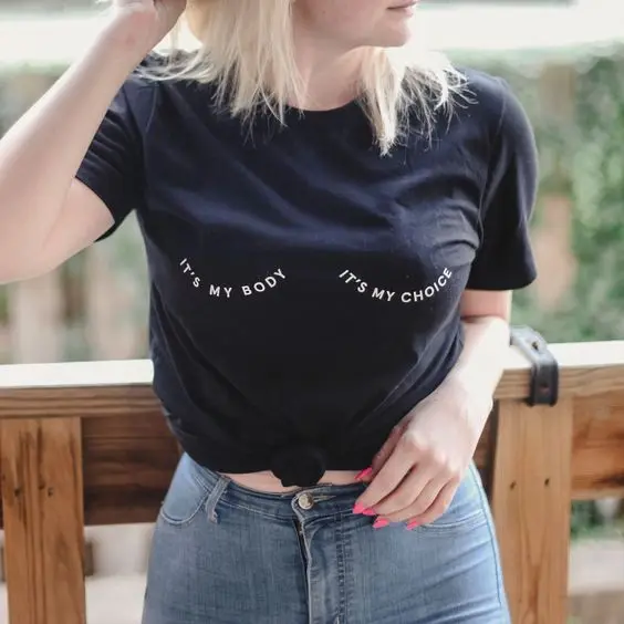 Черная футболка с надписью it's my body choice хлопковые винтажные топы высокого