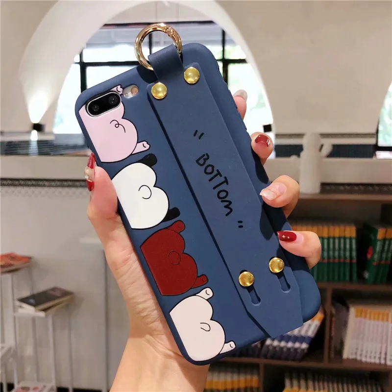 Чехол DIS модный однотонный мягкий чехол для телефона для iphone XS MAX XR X 6 6s 8 7plus роскошный браслет подставка милый мультяшный чехол