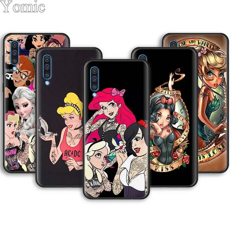 Татуировки Алиса принцесса-Русалочка Ариэль мягкий чехол для мобильного телефона Чехлы для samsung Galaxy A6 A7 A8 плюс A9 A10 A20 A30 A40 A50 A70 M30 M20 черный C