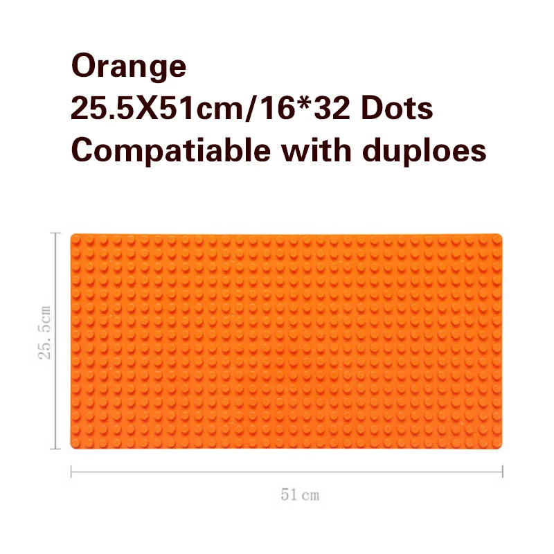 Orange-Round Angle 512 Duploe большая Базовая пластина для конструктора 16*32 точек 51*25,5 см опорная плита DIY строительные блоки игрушки для детей Совместимые с Duplos зеленый - Цвет: Orange-Round Angle