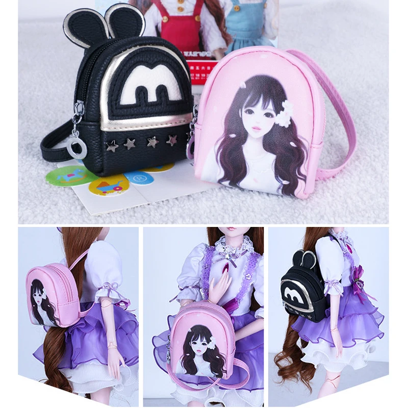 

Mini Doll Backpack for Bjd 1/3 Dolls Toy PU Bags for 45-60cm Dolls Accessories for Girl Dolls Kids Toys for Children