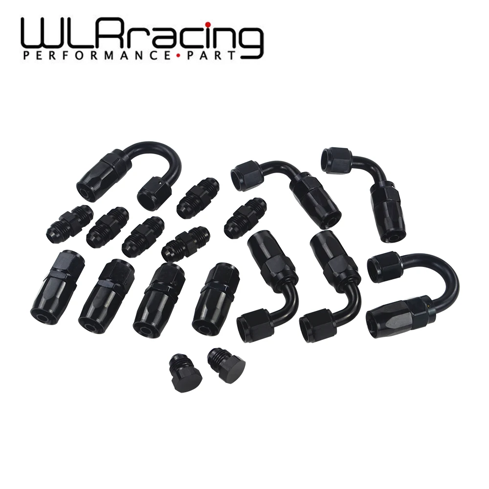 

WLR- 6 AN AN-6 Straight / 90 /180 Degree Aluminum Swivel Hose End Fitting Adapter Oil Fuel Line + AN6 PORT PLUG WLR-SL10AN6-BK
