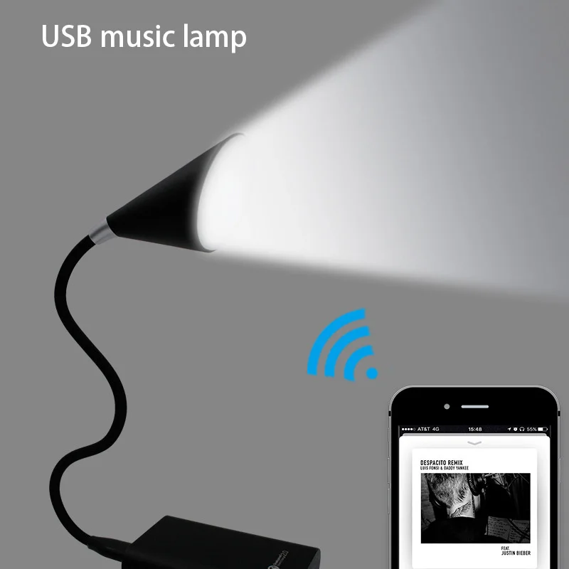 Музыкальная книга лампа для чтения звуковая Гибкая Настольная с Bluetooth динамиком