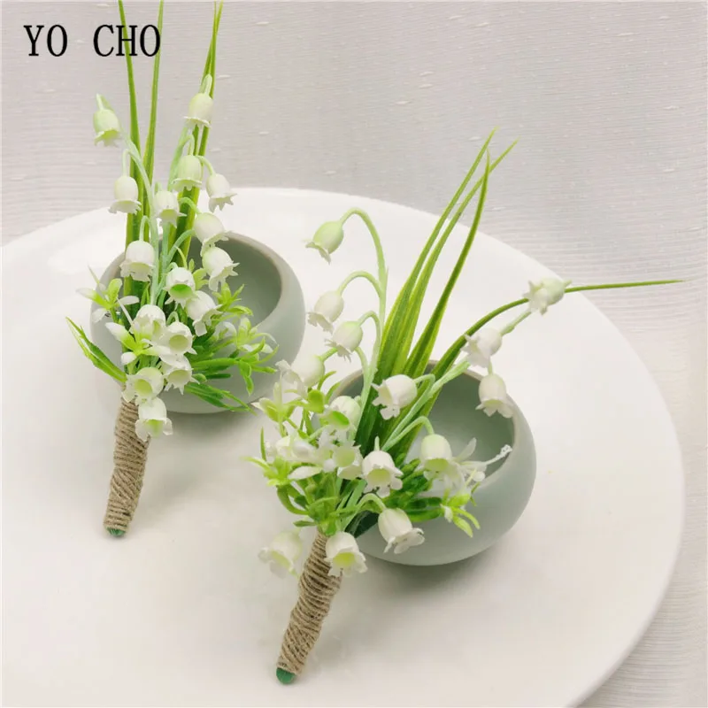 YO CHO Corsage свадебная бутоньерка для жениха искусственные шелковые цветы белые