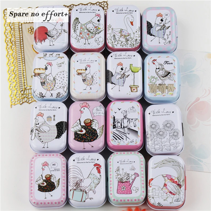 040 12 шт./лот, коробка для хранения, коллекция украшений, дисплей для конфет, таблеток, Chutty, Мини, для хранения, металлическая, винтажная, мультяшная жестяная коробка, цвет случайный - Цвет: 040
