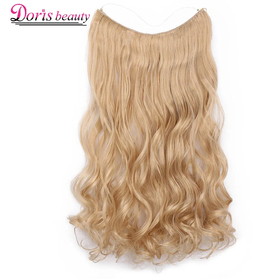 Doris beauty, 20 дюймов, невидимая проволока, без зажима, одна штука, Halo, волосы для наращивания, секретная Рыбная линия, шиньоны, волнистые, синтетические для женщин
