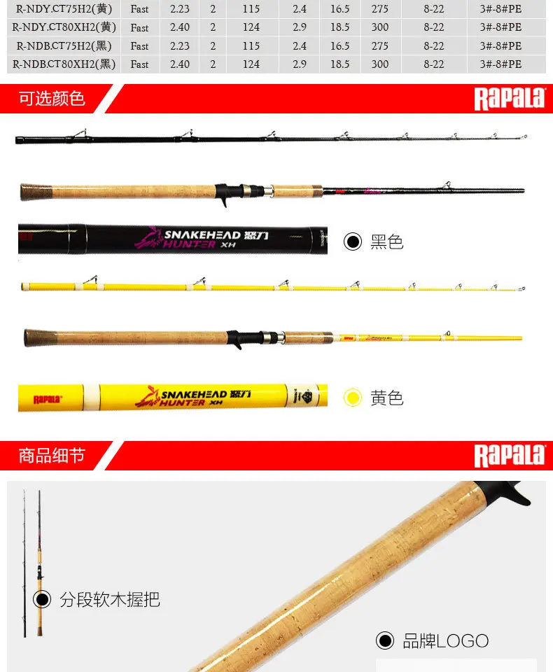 Rapala R-ND змееголов Охотник углерода приманка рыболовной удочки H XH Мощность 2,23 М 2,4 м 2 сегмент приманку стержень