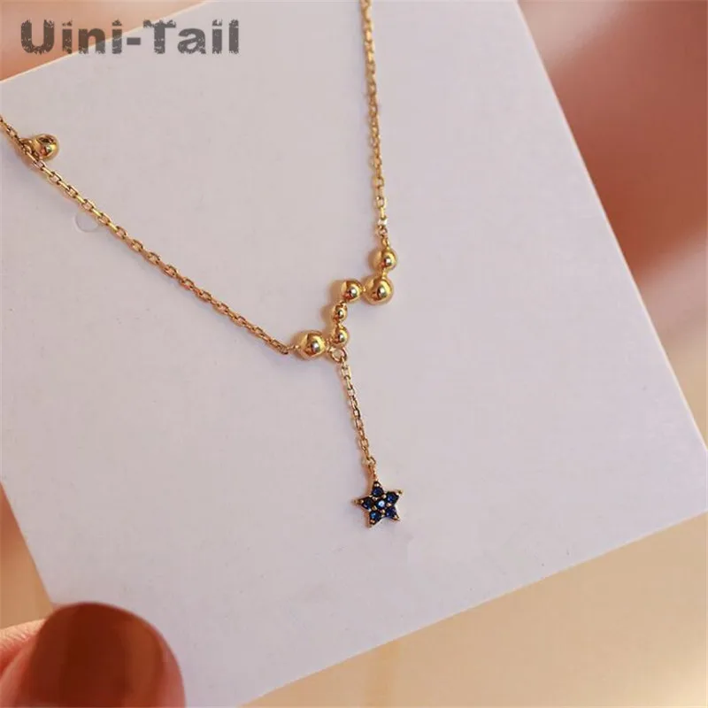 Uini Tail 2019 новое женское серебряное ожерелье в горошек со звездами Корейском стиле