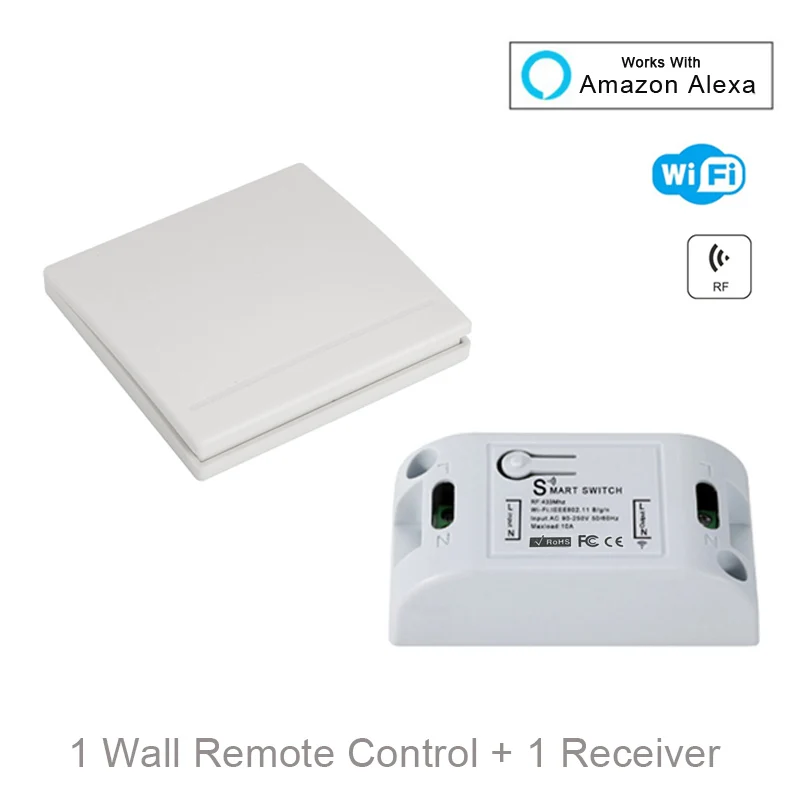 1 RC and 1 Receiver QIACHIP RF WI-FI Беспроводной 10A IOS Android 2200 W AC 90-250 V умный дом выключатель света модуль+ 86 стены Панель Беспроводной передатчик - Цвет: 1 RC and 1 Receiver