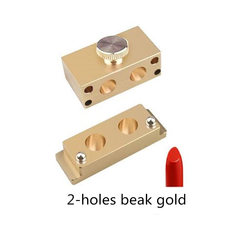 2 holes gold 1 Набор 12,1 мм алюминиевый пресс-форма для 2/4/6/12 полостей отверстия ленивый помады пресс-формы для DIY двухцветный плоский птица рот Форма - Цвет: 2 holes gold