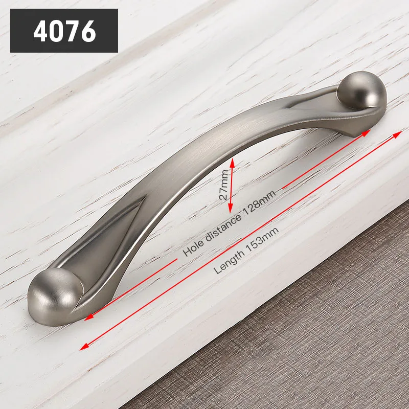 Handle-4076-128S KAK простые современные Серебристые дверные ручки из цинкового сплава элегантные ручки для выдвижных ящиков Ручки для кухонного шкафа оборудование для обработки мебели - Цвет: Handle-4076-128S