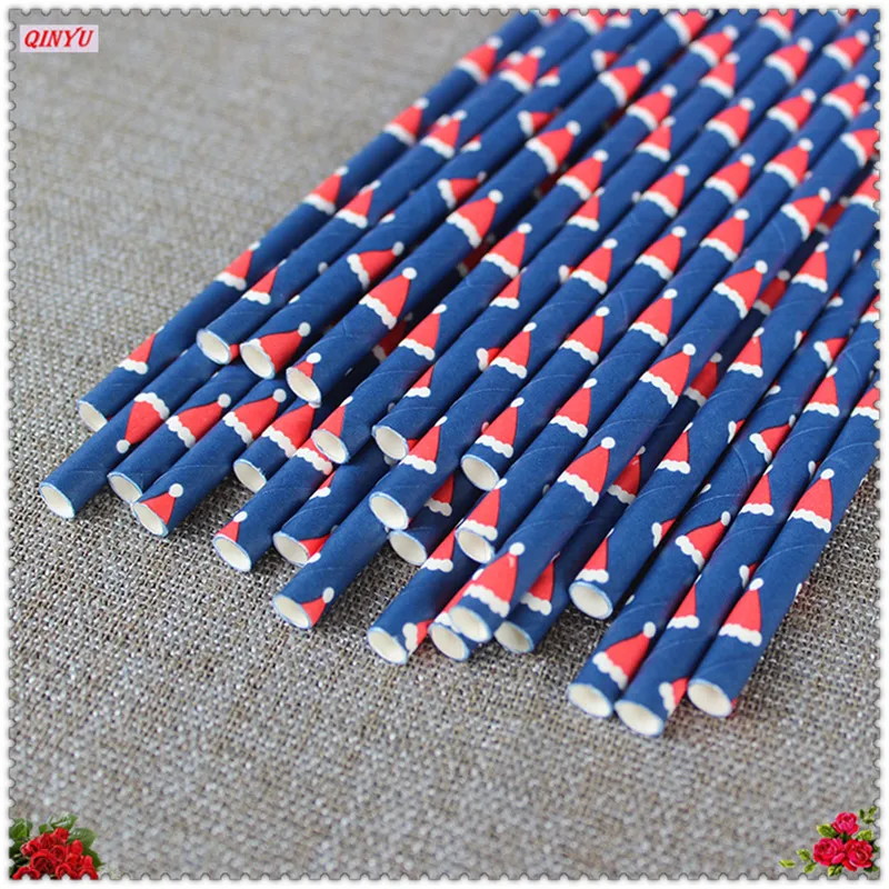 25 шт. Рождественская шляпа шаблон бумажные соломинки для дня рождения свадьбы