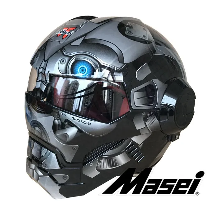 Серый/Черный Шмель MASEI 610 IRONMAN железный человек шлем мотоциклетный полушлем открытый шлем для лица Мотокросс Размеры s m l xl - Цвет: Grey Bumblebee