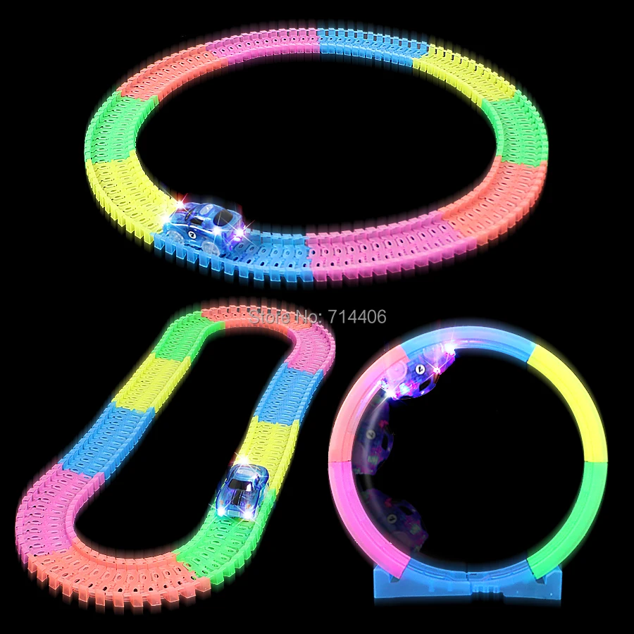 DIY плате слот twister треков 360 Loop действий Светящиеся в темноте гибкая Брайтс треки с