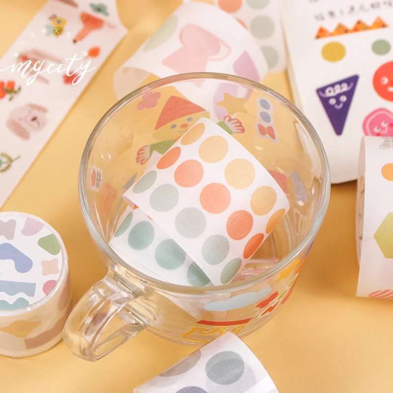 Круглая этикетка пуля журнал набор декоративного скотча Васи Kawaii клейкой ленты