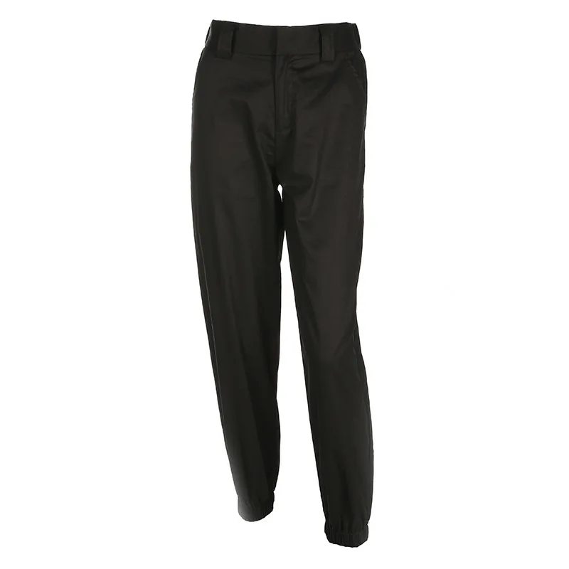 Корейские весенние модные брюки карго женские штаны с высокой талией черные