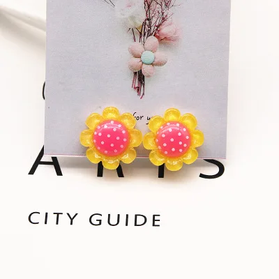 

Cute clip on earing girls children jewelry child clip earrings animal flower ear clip for child gift kids 7 Pairs