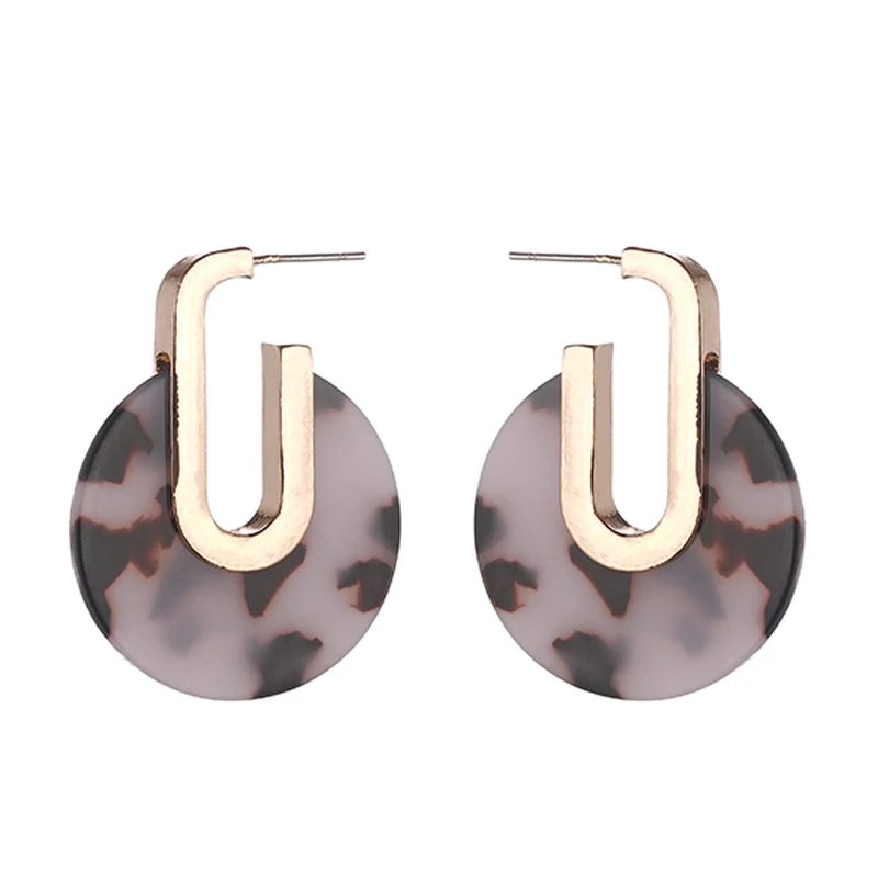 Женские разноцветные акриловые серьги ZA винтажные круглые массивные подвески из