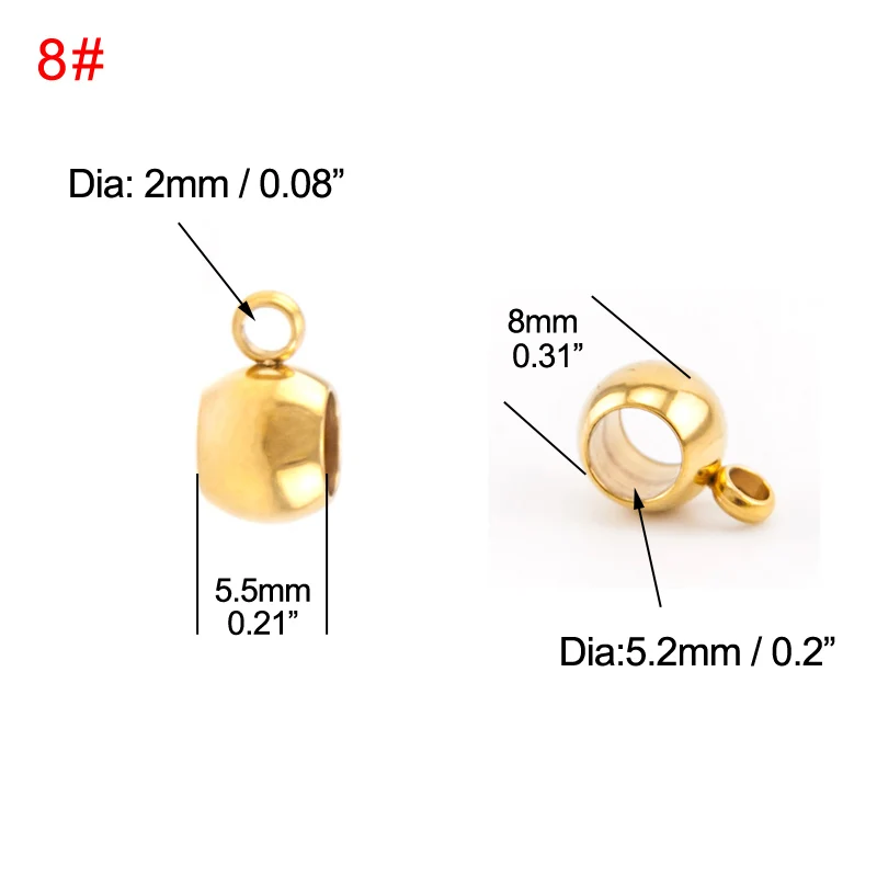 Золотой 6/8 мм внутренняя петля бисера с залогом очарование кулон Слайд Bails