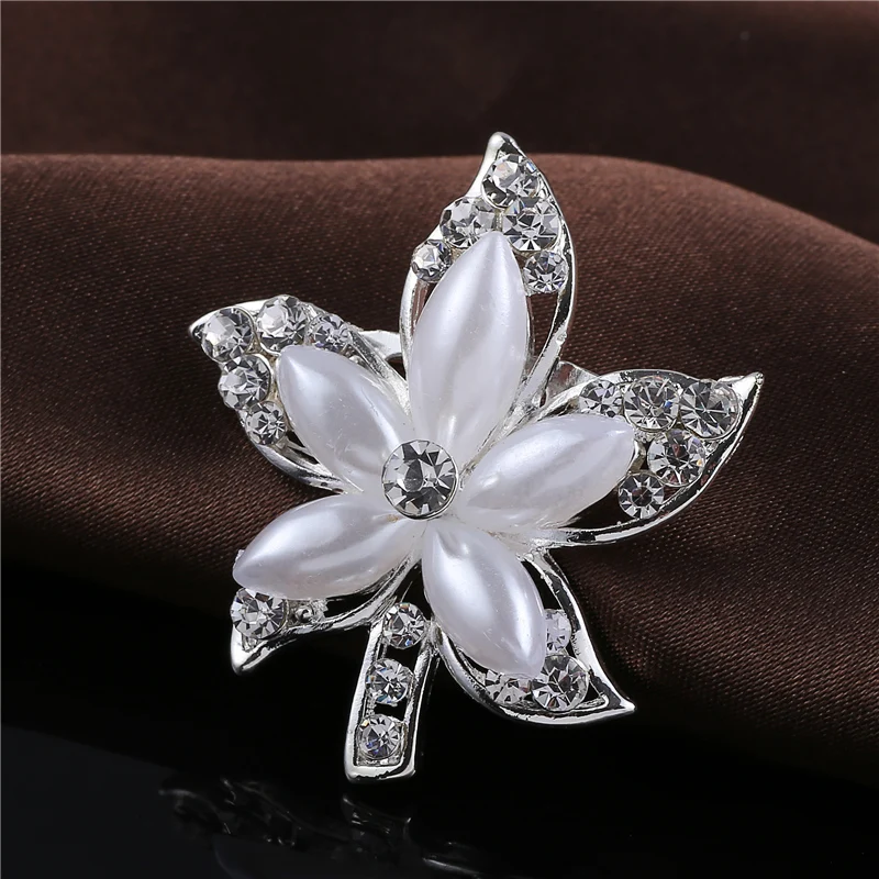 Элегантная жемчужная брошь в виде кленового листа булавка из горного хрусталя