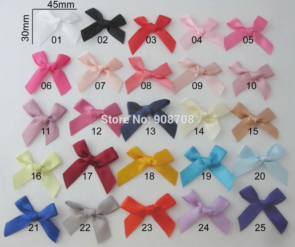 

F0028 10MM Satin Ribbon Bowtie 200Pcs Mix or Choose Colors Children Clothes Accessories Craft Gift Decorative