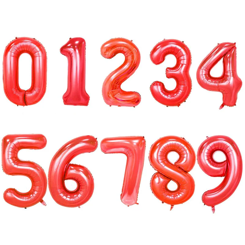 red 10 цветов 32 дюйма 32 дюйма цифры шар День Рождения украшения Детские сувениры Рождественская вечеринка День рождения воздушные шары из фольги в виде цифр воздушный шар - Цвет: red