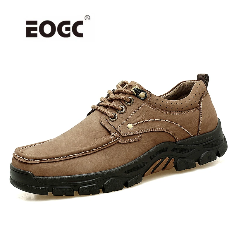 

Handmade Genuine Leather Men Casual Shoes High Quality Comfortable Flats Shoes Men Lace Up Outdoor Walking Shoes
