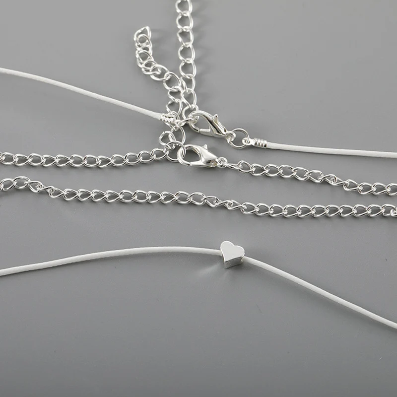 Bohemian Beach Heart-shaped Multi-layered Anklet Bracelet Silver Color Link Chain Barefoot Jewelry Women Foot | Украшения и