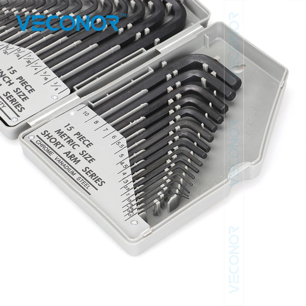Veconor 30pcs hex key wrench set 15 pcs SAE imperial size & metric CrV steel|hex wrench|key wrenchhex sizes |