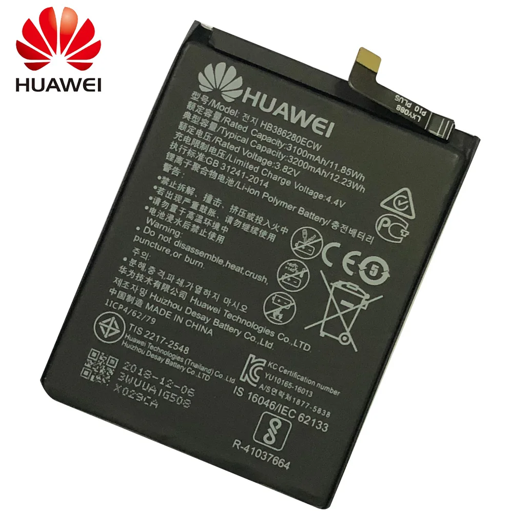 Hua Wei Оригинальная батарея HB386280ECW для huawei Ascend P10 Honor 9 мобильная телефонная батарея li-ion 3200mAh