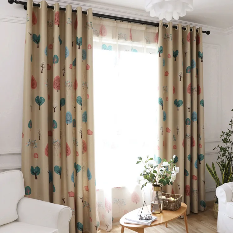 Printed Luxury Living room Curtains Pastoral Flowers Hooks top Drapes Bedroom Window Blackout | Дом и сад