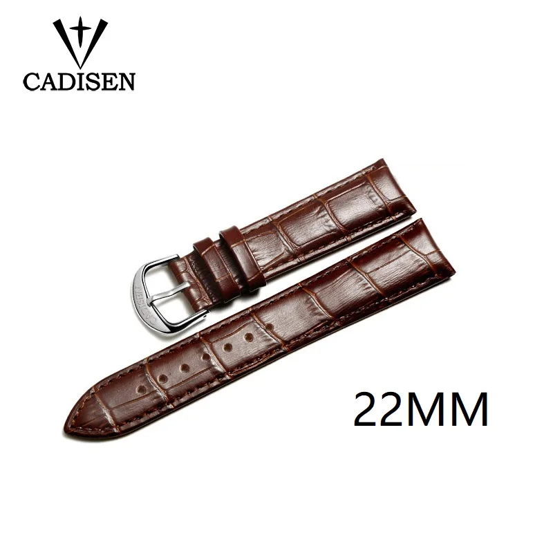 Новый ремешок для часов CADISEN черный из натуральной кожи 20 мм 22 24 аксессуары |