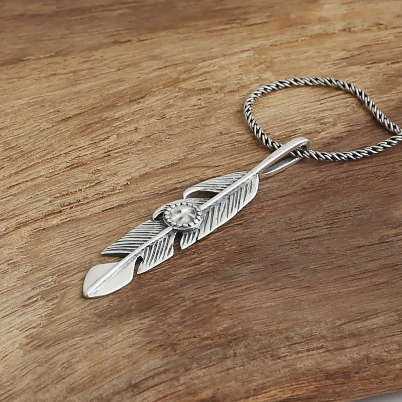 

S925 Sterling Silver Jewelry Retro Thai Silver Takahashi Goro Feather Male And Female Pendants