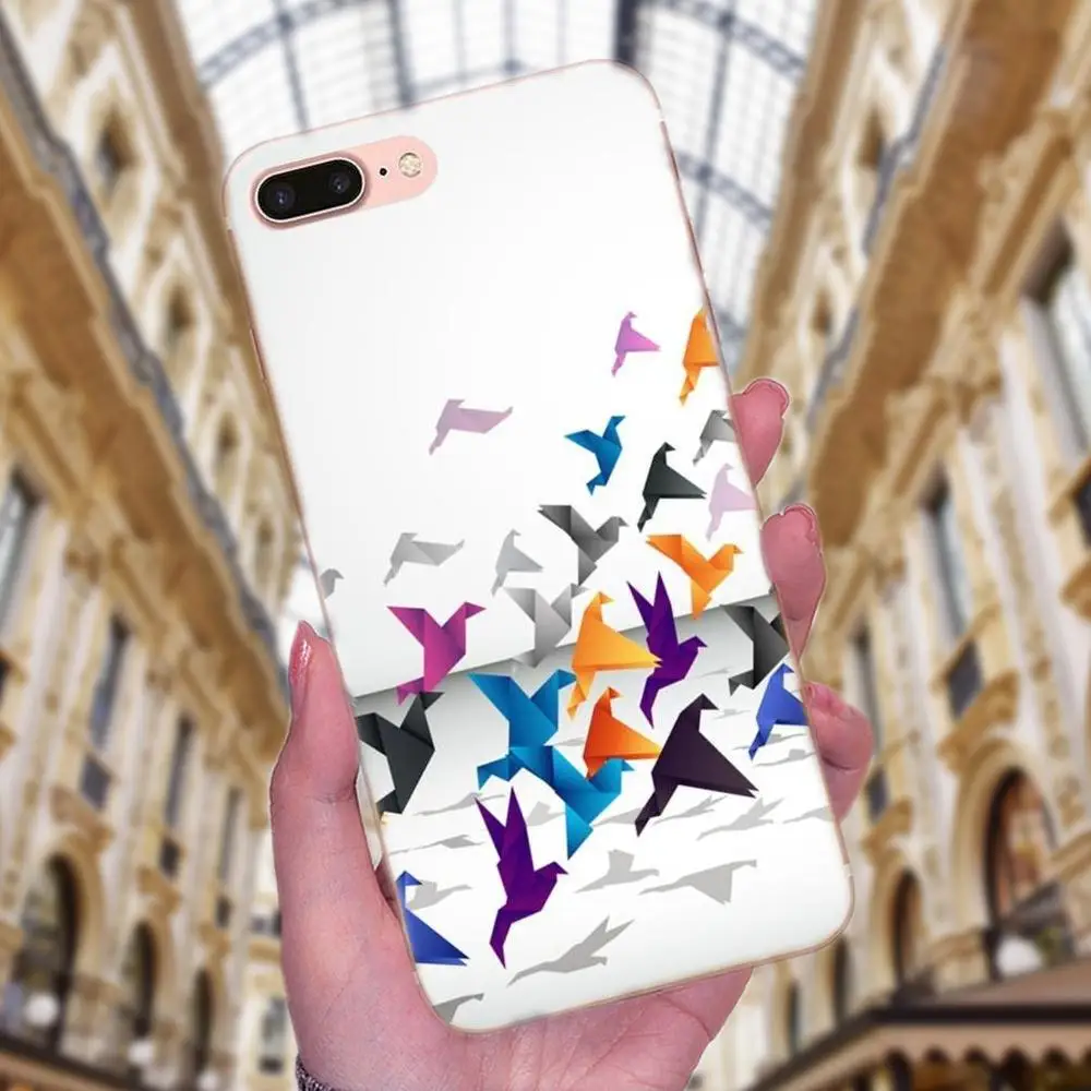Японский рисунок оригами Crane из ТПУ для Huawei P7 Honor 4C 5A 5C 5X 6 6C 6A 6X 7 7X 8 9 V8 V10 Y3II Y5II Y6II G8 Play